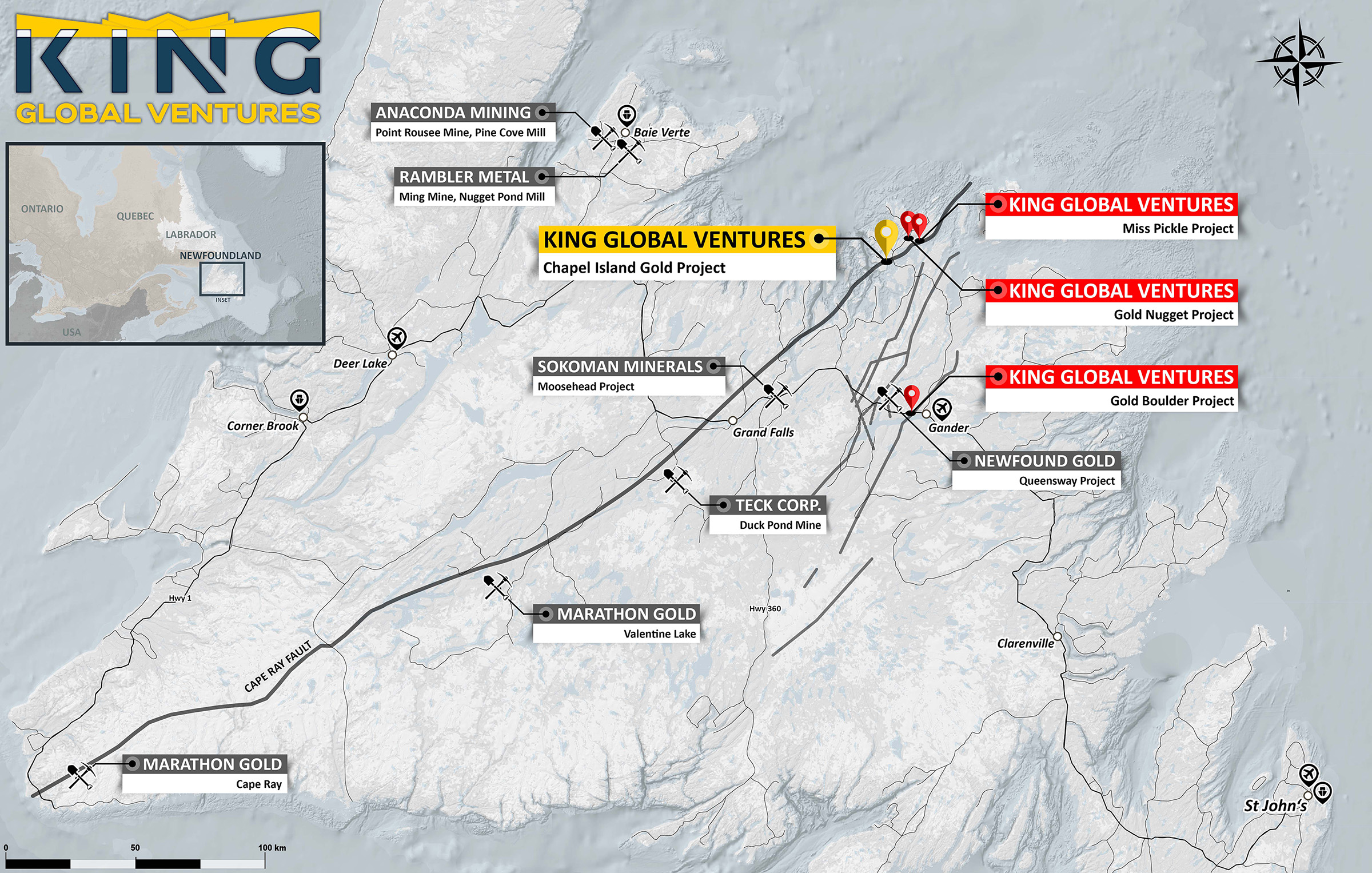 Figure 1: King’s Newfoundland Property Locations